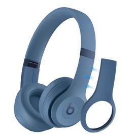 Beats Solo 4 Accessories: Silicone Case with Telescopic Beam Cover, Anti-Scratch, Washable Protective Covers - Blue