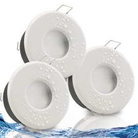 trendlights24 Merano Ceiling Recessed Spotlights Round IP65 Set of 3 Ultra Flat 50 mm LED Spotlights 5 W 230 V Warm White Bathroom Wet Room