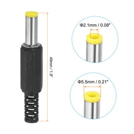 PATIKIL 5.5x2.1mm DC Male Plug Power Supply Ends, 5 Pack DIY DC Barrel Connector Replacement, Yellow