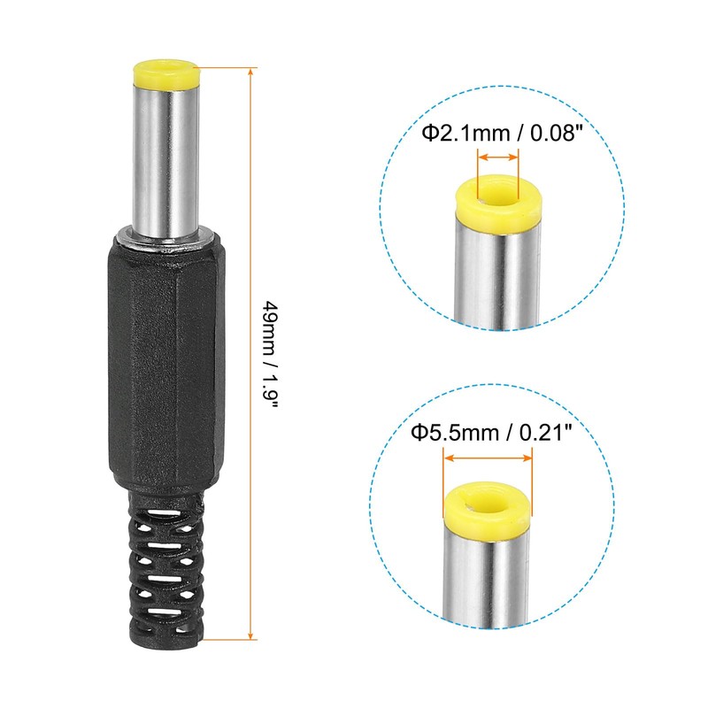 PATIKIL 5.5x2.1mm DC Male Plug Power Supply Ends, 5 Pack