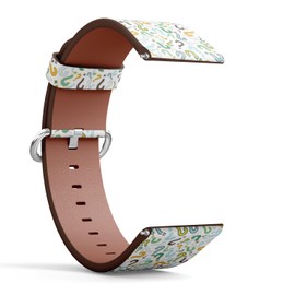 Compatible with Garmin Forerunner 255/255 Music, 265, 745, Venu 2, Venu 3, Vivoactive 4, 22mm Replacement Leather Watch Band (Quiz Question Marks) Smartwatch Strap Bracelet