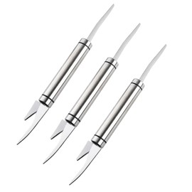 3 PCS Shrimp Deveining Tool Shrimp Tail off Crawfish Peeler,Stainless Steel Fish Scaler Seafood Tools Shrimp Peeler and Deveiner Tool and Fish Descaler Tool Knife 2 in 1,Silver,LXLVOUEG