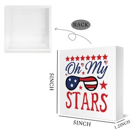 4th of July Decor Patriotic Decorations Memorial Day Decorations Independence Day Americana Wooden Decor Sign for Home Office Desk Table Shelf 5 X 5 Inches