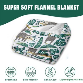 CONLIN Sloth Blanket, Soft Sloth Throw Blanket for Adults Kids, Cozy Fleece Flannel Quilt for Boys Girls Lightweight Warm Travel Couch Bed Blankets, Green 40"X50"
