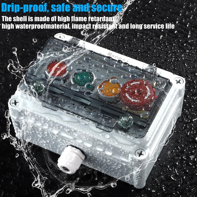Push Button Switch IP67 Outdoor Waterproof Button Switch Box Green/Red/Yellow