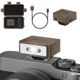MEDALight F1 Mini Camera Flash Camera Flash Speedlite for Ricoh (GR3/GR3X,etc.) Fuji/Sony/Nikon/Canon,Digital Film Cameras,Portable Mini hot Shoe Flashlight for DSLR Cameras.(Brown Rosegold)