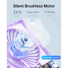 TriPole Mini Portable Desk Fan Rechargeable Ultra Quiet Small Fan 4.5 Inch Personal Travel Fan with 180° Tilt Folding and 3 Speeds Adjustable for Office Desktop Bedroom (Purple)