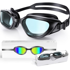 Zeligerstar Swimming Goggles, Goggles Swimming Adult with 3 Sizes Nose Bridges, Anti-Fog UV Protection No Leaking Adjustable Swim Goggles for Men Women Junior