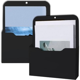 SVUPUE Magnetic File Holder, 2 Pack Magnetic Paper Holder for Refrigerator, Magnetic Paper Holder Document Holder, File Cabinets and Fridge, Office Supplies Storage Papers Letter Holder, Black,Medium