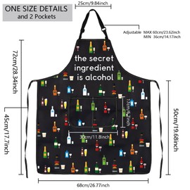 MBMSO Bartenders Apron the Secret Ingredient Is Alcohol Apron Alcohol Lovers Gift Barman Aprons Cocktail Aprons (Alcohol Apron-black)