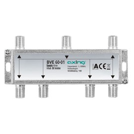 Axing BVE 60-01 6-Fach BK-Verteiler (5-1000 MHz) für Kabelfernsehen und DVB-T2 HD, F-Anschlüsse