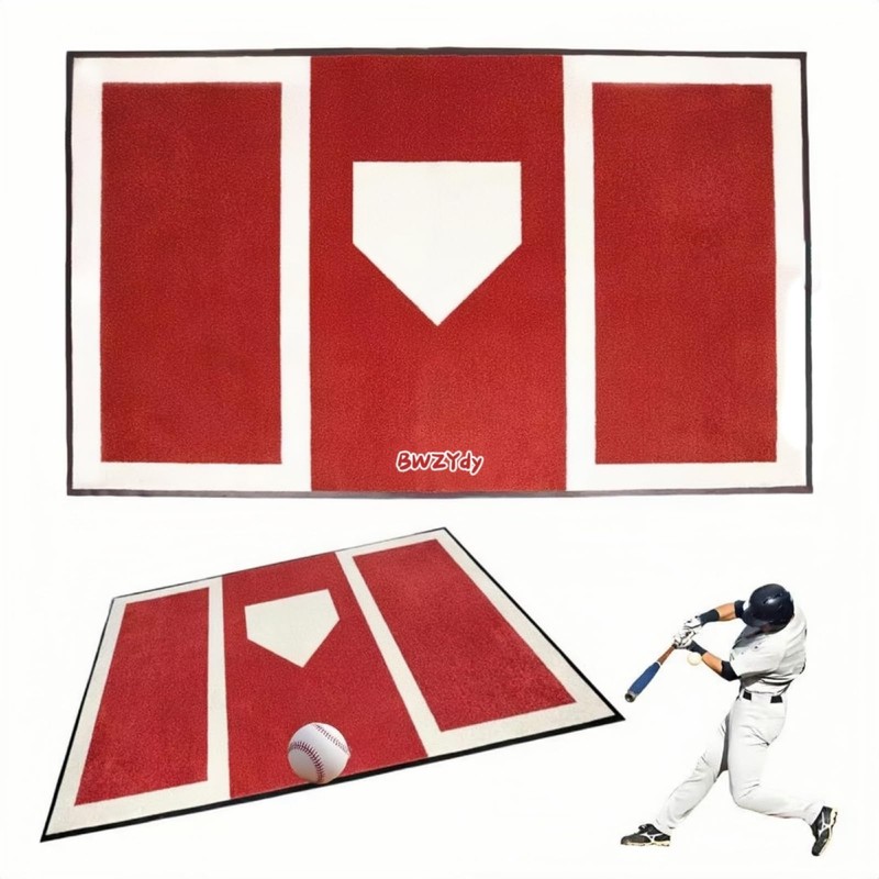 Baseball & Softball Hitting Mat - 6x4ft Anti-Slip Rubber Base,
