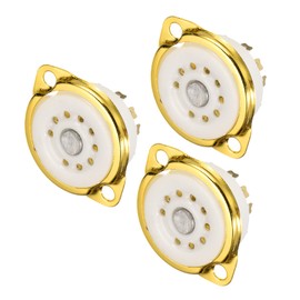 sourcing map 9 pins PCB Tube Socket Ceramics, Vacuum Tube Protect Tube Pin Socket, White Plated Suitable for 12AX7, 12AU7 Tube Pack of 3，GZC9-F-3-G