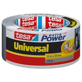 Tesa Extra Power - Cinta adhesiva impermeable para reparación (25 m x 50 mm), color gris y plateado