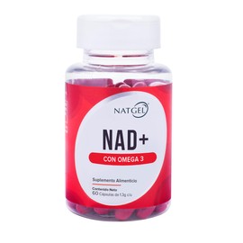 NAD + | NAD con Omega 3 | NAD Puro 500 Mg por Porcion | 60 Capsulas Softgels | Apoyo Celular | Antienvejecimiento y Energizante | Natgel