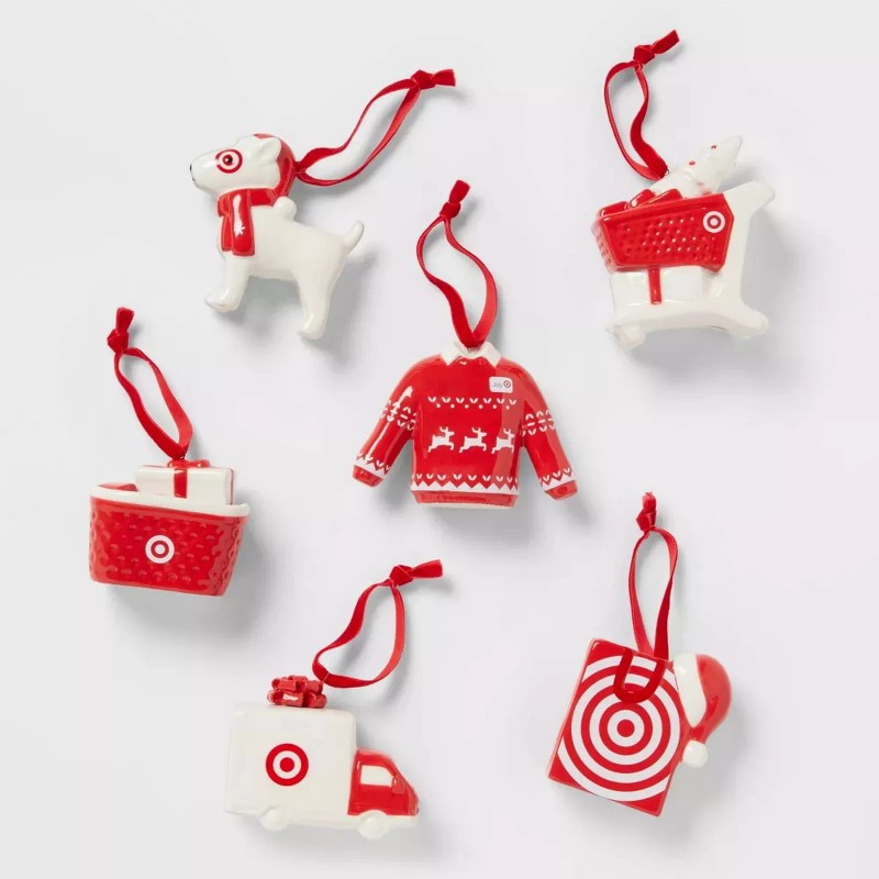Target Wondershop Themed 6pc Ceramic Christmas Tree Ornament Red/White