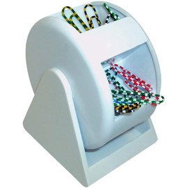 Fun Ferris Wheel Paper Clip Dispenser - Plastic Holder with 5 Colorful Compartments and Zebra Paper Clips - Unique Office Supply - Ideal for Wholesale, Bulk, Events, Gifting - White