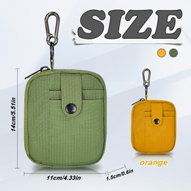 FuninCrea Womens Wallet Multi-Purpose Coin Purse with 2 Card Slots and Keychain, Slim Wallet 2 Zipper Pockets Wallet Keychain Coin Wallet for Keys Coin Cards Earphone to Hanging Waistband (Orange)