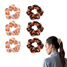 Basketball Print Hair Scrunchies 6 PCS Sports Satin Hair Elastics for Women Girls Basketball Fans Gifts for Daughter Sister Sport Player Coach Gift