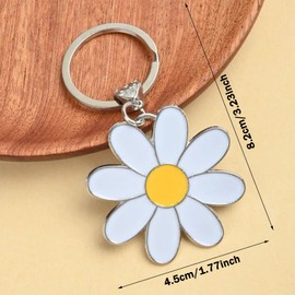 KkvoGmle Cute Daisy Flower Keychain, Bag Metal Accessories Charm Floral Keychain Key Car Keyring for For Women And Girls