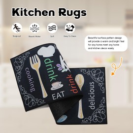 LHHMZ 2 Pieces Kitchen Rug Non Slip Washable, Kitchen Carpet, Kitchen Mat Sets For Kitchen, Hallway, Dining Room, Entryway and Home Decoration, 40x60cm + 40x120cm