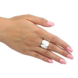 SILBERMOOS Women's Ring Two Levels Brushed Shiny Sterling Silver 925, Sterling Silver, Not applicable