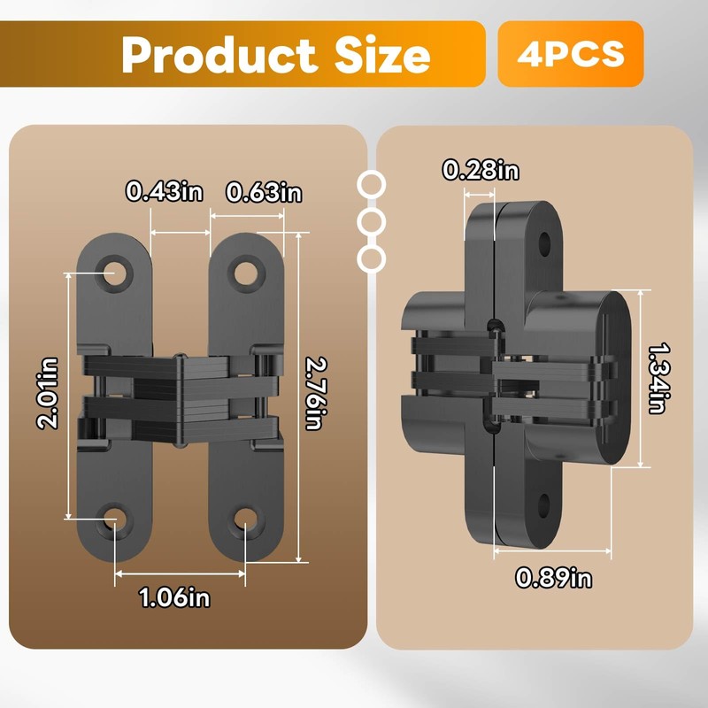 Mdkave Invisible Hinges for Cabinet Doors,Completely 180° Hidden Hinges,Concealed Door