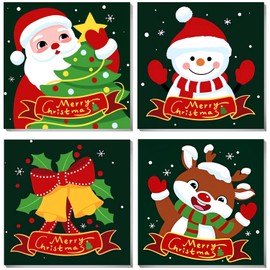 UNIQUORS Paint by Numbers Adults with Frame, Pack of 4, DIY Hand-Painted Oil Painting, Christmas Gift Box, Santa Claus Paint by Numbers Children, Snowman Deer Paint by Numbers, 20 x 20 cm