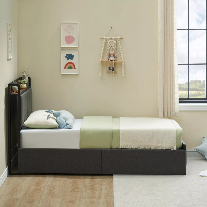 Jojoka Twin Full Queen Size Upholstered Platform Bed Frame with