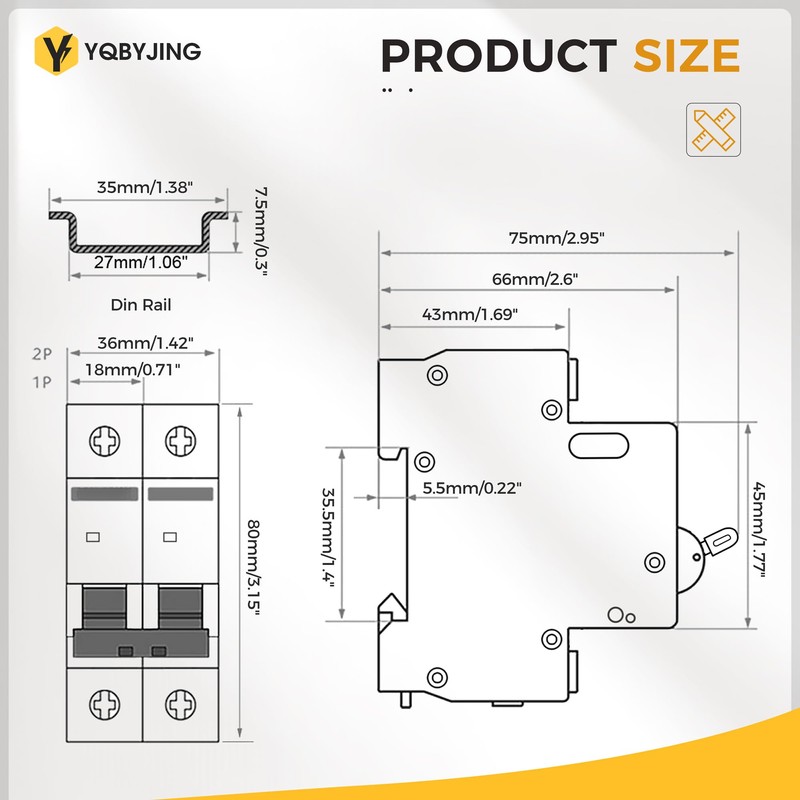 YQBYJING DC Circuit Breaker 25 Amp Solar Panel Disconnect Switch