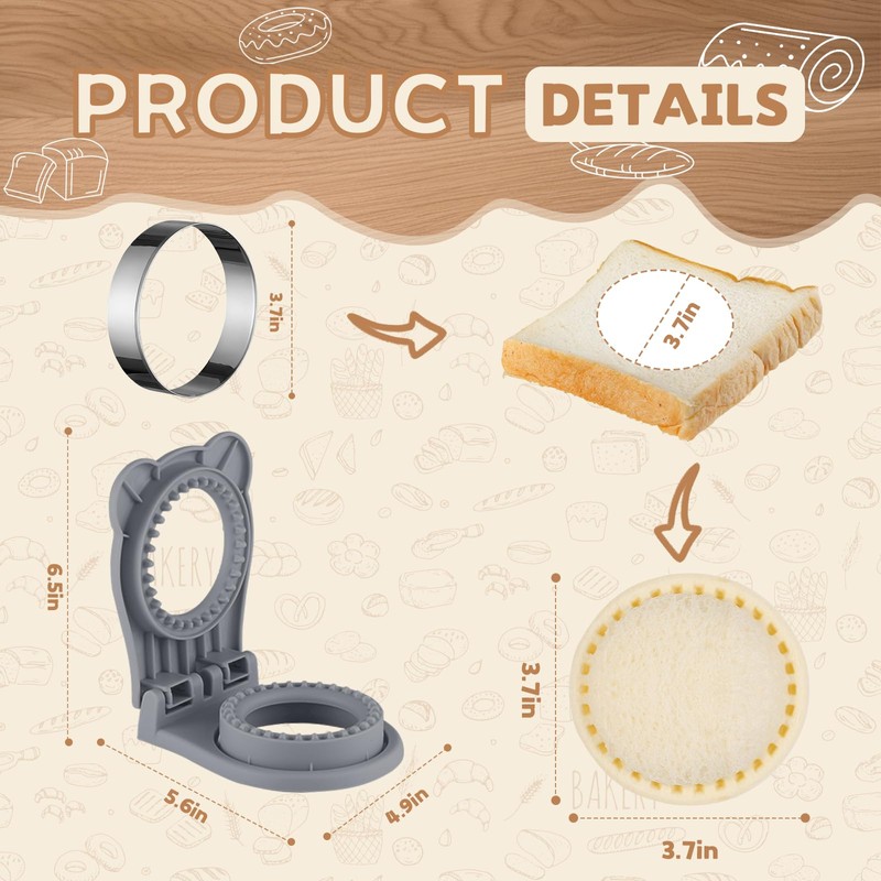 Sandwich Cutter, Maker for Kids Lunch - 3.7 Inch Circle