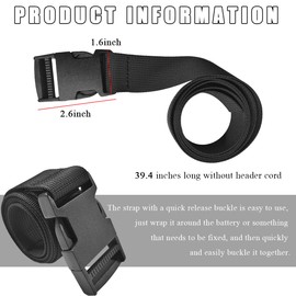 Gasedin Correa de amarre de batería de 39 pulgadas, correa de caja de batería con hebilla, correa de batería ajustable de nailon de alta calidad, correa de sujeción de batería de liberación rápida,