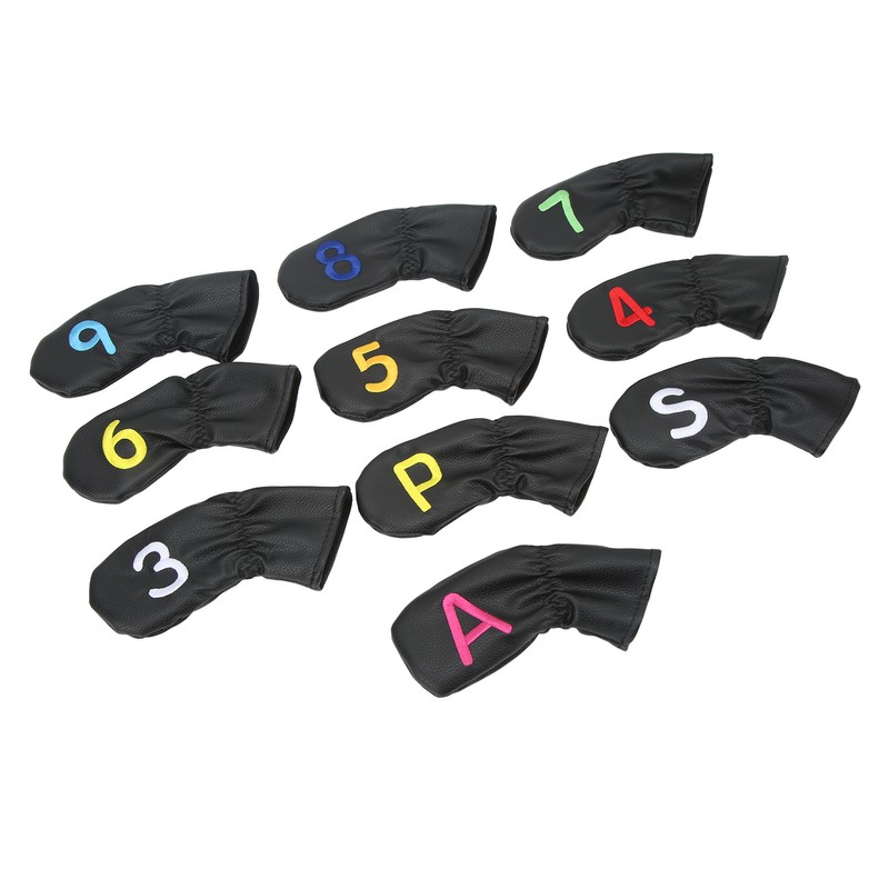 10Pcs Golf Head Cover Club Headcover Waterproof PU Elastic Closing