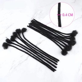 Loc Extension Human Hair 0.4cm Thickness 8 Inch 100 Strands Natural Black Full Handmade Permanent Locs Can Be Dyed and Bleached for Women Men Kids Dreadlock Extensions Real Human Hair