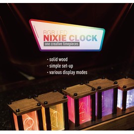 Adventurers Nixie Tube Clock,Wood RGB Digital Clock,Reteo Modern Desktop Clock,DIY Pseudo Glow Tube Clock Kit,Decoration Desktop, Gift (Cherry Wood)