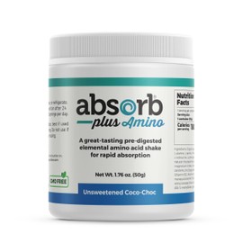 Absorb Plus Amino – Nutritional Supplement, Nutritional Support, Non-GMO, Gluten Free, Elemental Free-Form Amino Acid Formula (50g, Unsweetened Coco-Choc)