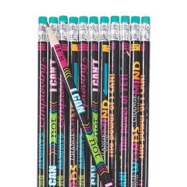 Fun Express Growth Mindset Pencil Assortment - 24 Pieces - Educational and Learning Activities for Kids