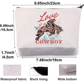 BWWKTOP Vintage Country Music Cosmetic Makeup Bag Country Singer Lover Gift Love Is A Cowboy Country Concert Zipper Pouch Bag (Love is Cowboy)