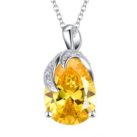 VONSSY Classic Oval Pendant Gemstone Necklace | Crystal Ruby Waterdrop Birthstone Emerald Necklace | 18K Platinum Gold Plated Chain | Vintage Meaningful Jewelry Gift