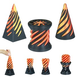 3 PCS Impossible Cone,Spiral Cone Fidget Toy,Impossible Pyramid Passthrough Sculpture,3D Printed Spiral Cone Fidget Toy,Desktop Decompression Toys, Gifts,Birthday (Black Gold)