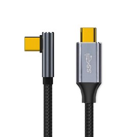 xiwai 90 Degree USB3.1 USB-C Type-C Male to Male Cable Low Profile Angled 4K@60Hz Gen 2 100W 10Gbps Data Extension Cord for Laptop Phone, 1m/3.3ft