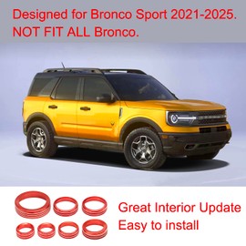 KUJOOY for Ford Bronco Sport 2021 2022 2023 2024 Air Conditioner AC Switch Knob Cover Button Trim Interior Accessories, NOT for Bronco (Red, Bronco Sport)