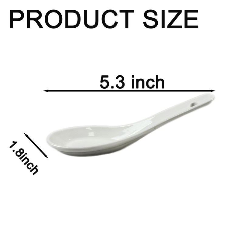 Asian Soup Spoons, 6-Piece White Ceramic Set