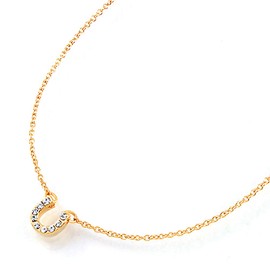Mini Mini Pave Horseshoe Necklace, Quartz
