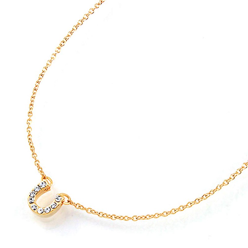 Mini Mini Pave Horseshoe Necklace, Quartz