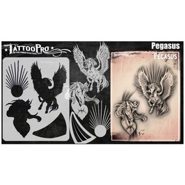 Tattoo Pro Stencils - Pegasus, Mylar Airbrush Tattoo Template, Reusable Face Paint Stencil