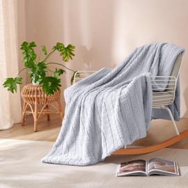 Covebett Plush Cuddly Blanket Fluffy Blanket 220 x 240 cm Fleece Blanket Grey Plain Checked Soft Thick Warm Cashmere Touch Rabbit Faux Fur Bedspread Sofa Blanket for Couch Bed Sofa