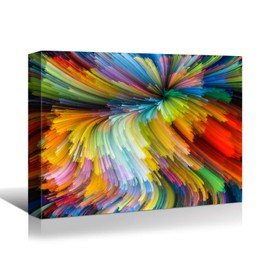 YONICA Canvas Abstract Painting, Canvas Wall Art Decor Abstract Wall Painting Prints Picture of Colorful Strips Framed Stretched Printed on Canvas for Home Living Room Bedroom Office 12 X 18 Inches