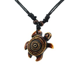 Scddboy Hawaiian Sea Turtle Pendant Necklace for Women Men - Adjustable Cord Surfer Necklace
