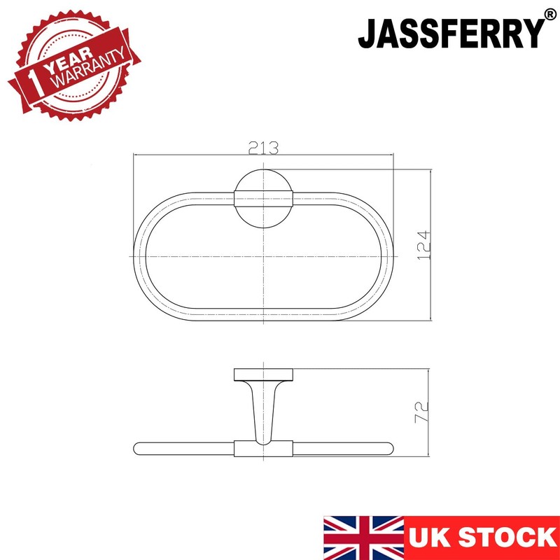 JASSFERRY Wall Mounted Oval Towel Ring Luxury Modern Design Bath